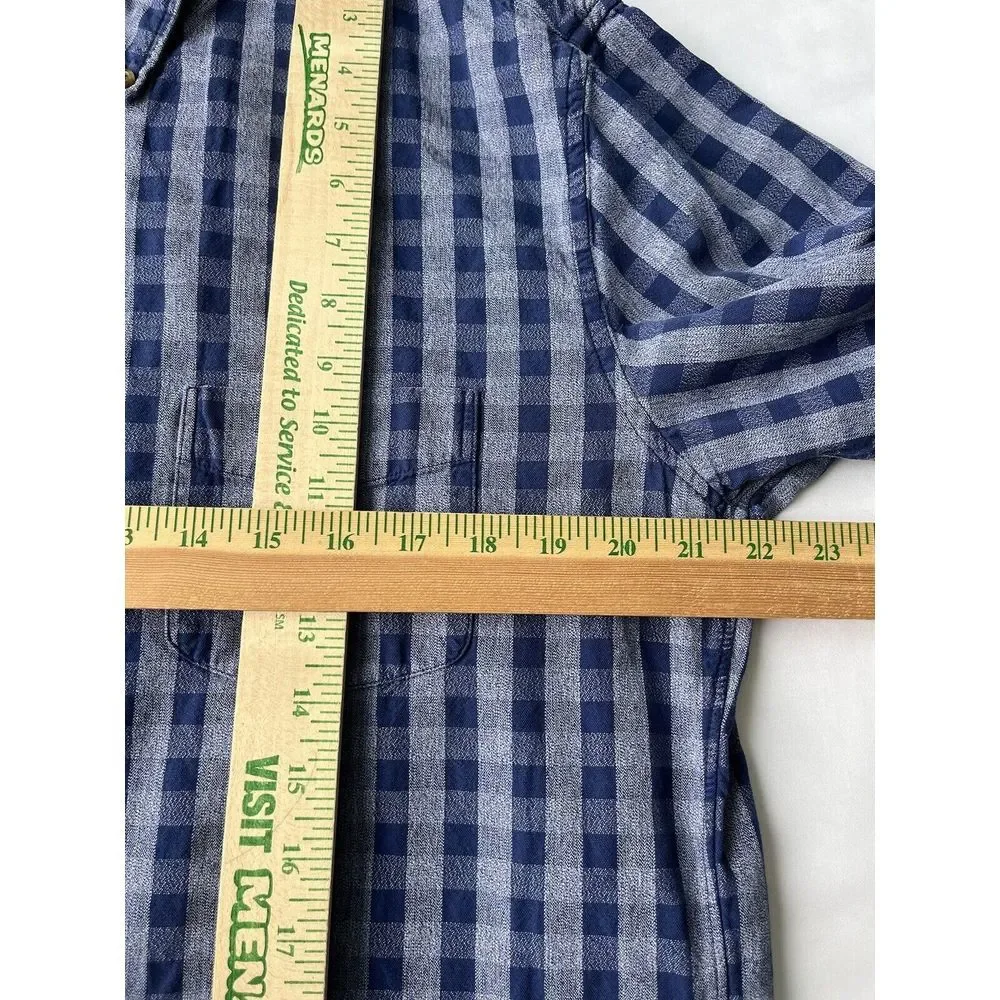 J.Crew Mens Shirt XL Slim Jaspe Grey‎ Blue Plaid Long Sleeve Button 100% Cotton
